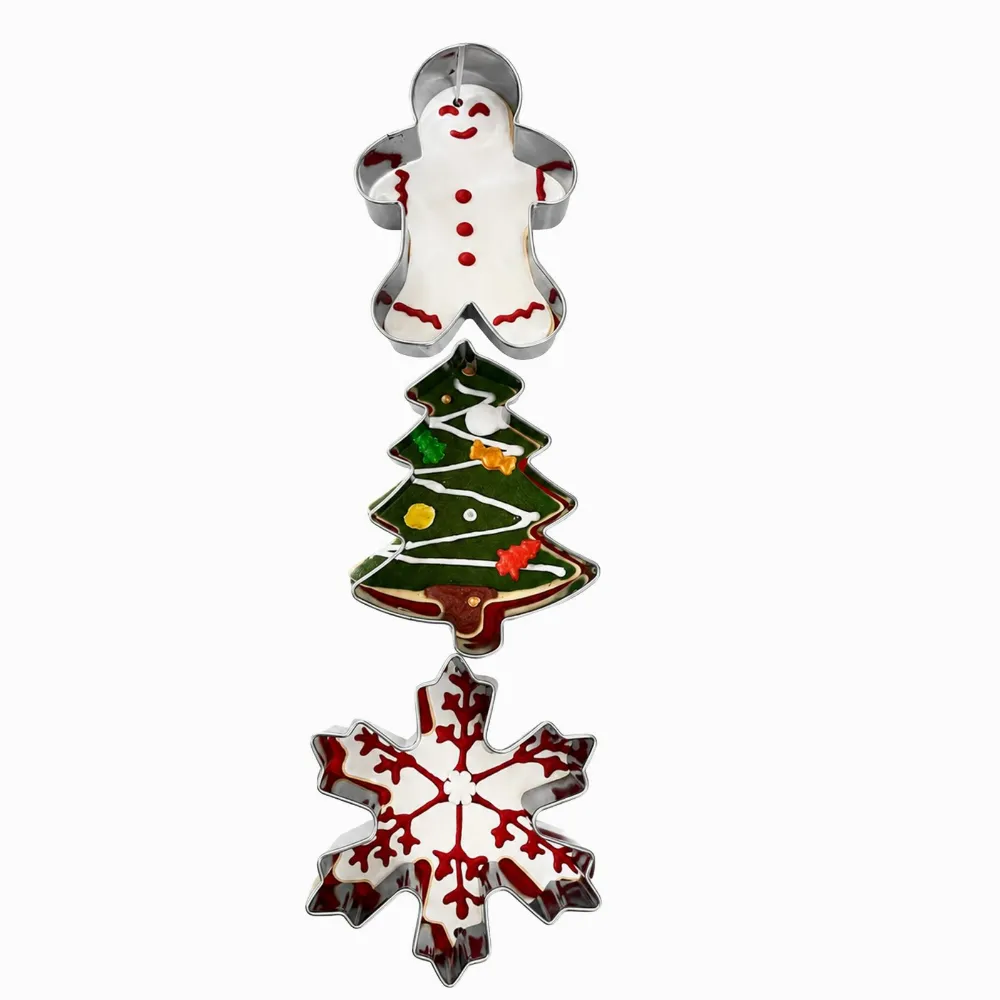 Set 3 Forme Biscuiti Craciun Argintii, Decupatoare Metalice pentru Aluat [1]