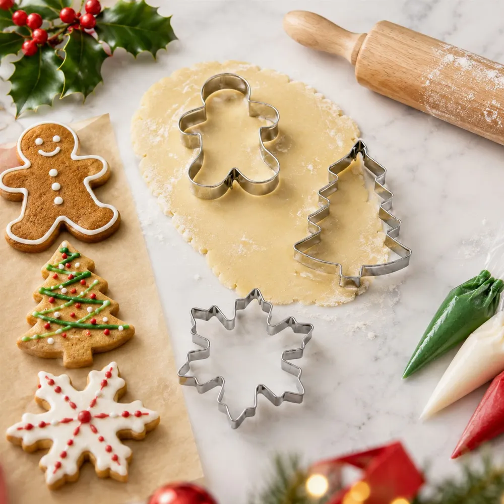 Set 3 Forme Biscuiti Craciun Argintii, Decupatoare Metalice pentru Aluat [4]