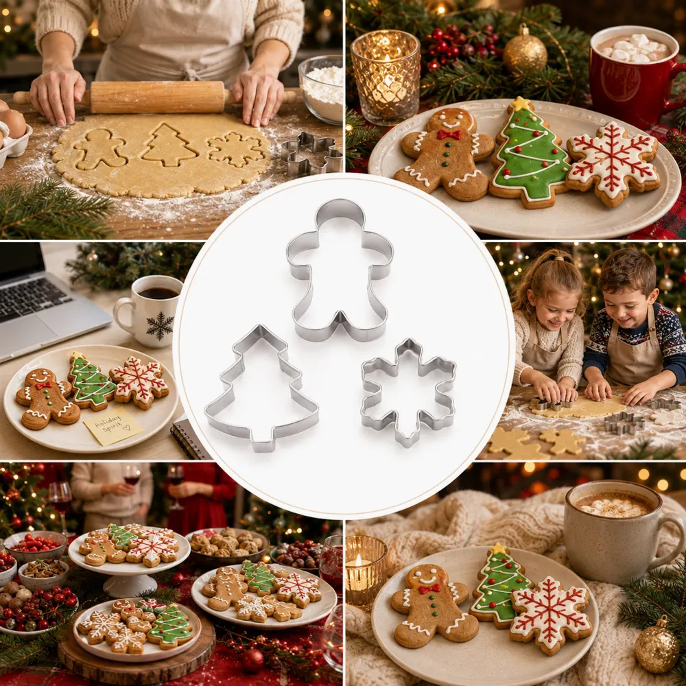 Set 3 Forme Biscuiti Craciun Argintii, Decupatoare Metalice pentru Aluat [8]