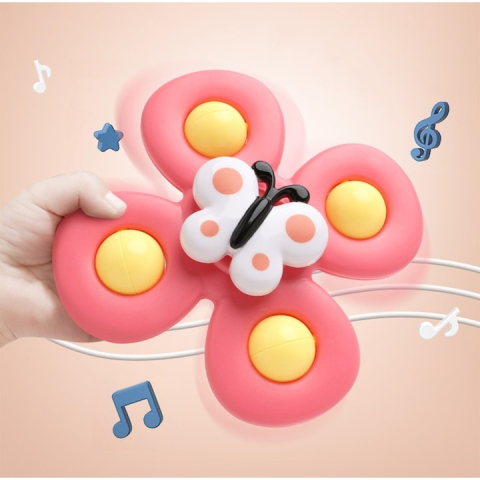 Set 3 jucarii interactive pentru bebelusi, model insecte, tip spinner, cu ventuze, ABS si silicon, rotativ, multicolor [10]