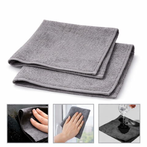 Set 3 lavete microfibra gri 30 x 30 cm pentru curatare, absorbante [4]