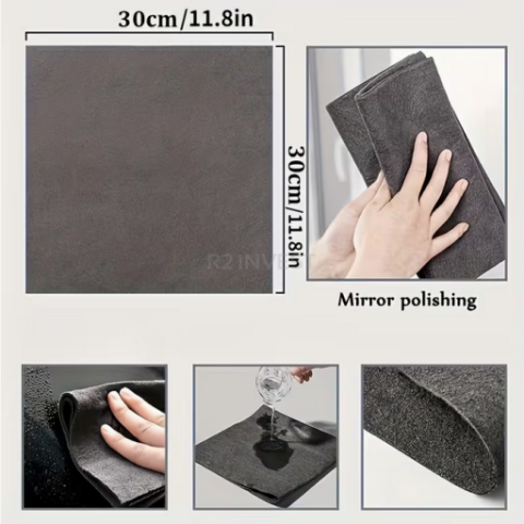 Set 3 lavete microfibra gri 30 x 30 cm pentru curatare, absorbante [5]