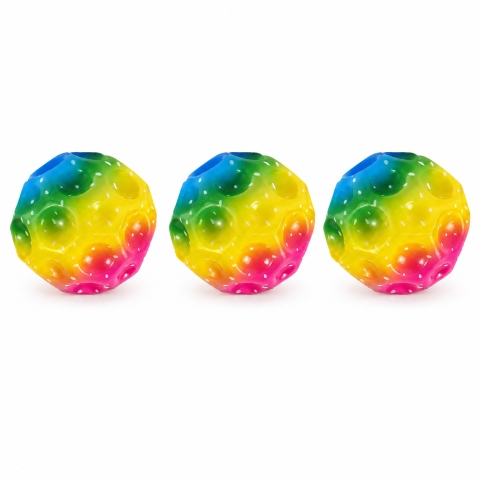 Set 3 mingi antistres multicolor 6 cm, jucarii senzoriale din poliuretan moale, modele saltarete pentru distractie, relaxare, stimulare tactila si antrenarea mainilor [8]