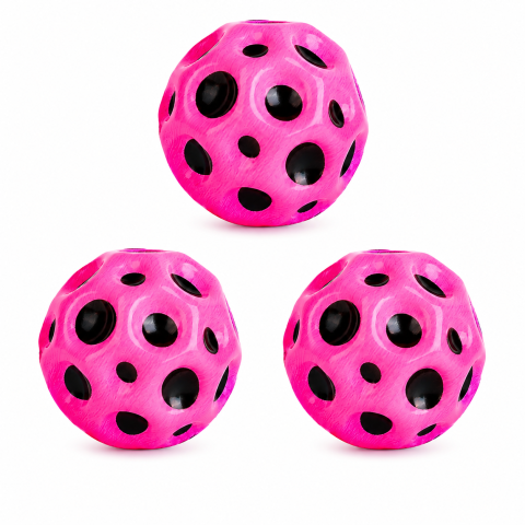 JOCURI ȘI JUCĂRII - Set 3 mingi antistres roz 6 cm, jucarii senzoriale moi din poliuretan, accesorii saltarete pentru joaca, relaxare, stimulare tactila si antrenarea mainilor