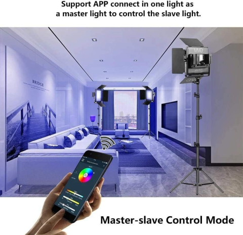 Set 3 panouri video LED RGB cu 3 trepiede, control prin aplicatie Bluetooth, 3200K-5600K, CRI97+, 20 efecte speciale, pentru studio foto, filmare si streaming [3]