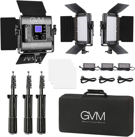 Set 3 panouri video LED RGB cu 3 trepiede, control prin aplicatie Bluetooth, 3200K-5600K, CRI97+, 20 efecte speciale, pentru studio foto, filmare si streaming [2]