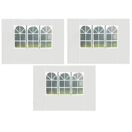 Pavilioane - Set 3 pereti universali din polietilena, de pavilion cu fereastra, 295x195 cm - Alb