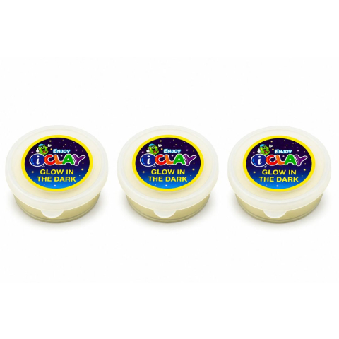 JOCURI ȘI JUCĂRII - Set 3 plastiline cu efect luminos nocturn, modelaj usor si uscare la aer, 18 g fiecare, alb fosforescent