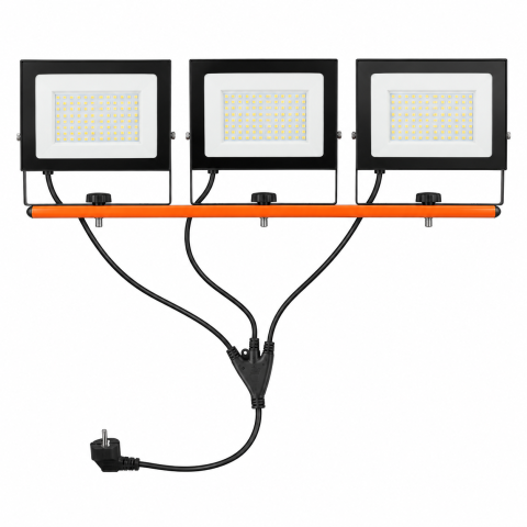 Set 3 proiectoare LED 300W, 3 x 100W, 22,5 x 17,5 cm, lumina rece 6000K, IP66, cablu 200 cm [2]
