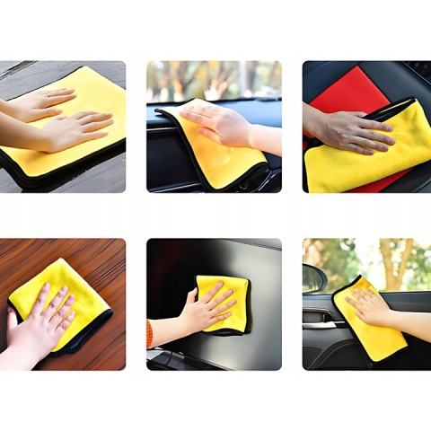 Set 3 prosoape din microfibra, absorbante si cu uscare rapida, 30 x 30 cm, gri/galben – pentru curatenie eficienta, fara urme si fara zgarieturi [3]