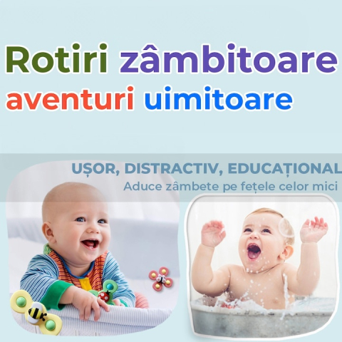 Set 3 spinnere senzoriale pentru copii, jucarii cu ventuza pentru baie, masa si calatorii, albina, fluture, buburuza [7]