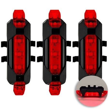 Set 3 lumini LED,stopuri pentru bicicleta,15 lumeni,incarcare USB,4 moduri de iluminare [1]