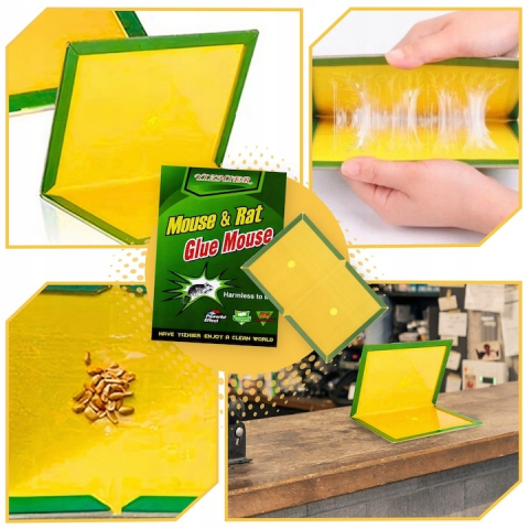 Set 60 capcane adezive pentru soareci si sobolani, tip carte, carton cu lipici non toxic 32g, 23.5 x 16.5 cm, verde [1]