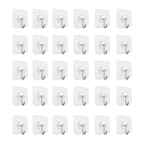 Diverse baie - Set 30 carlige adezive transparente, rezistente, multifunctionale, plastic, metal