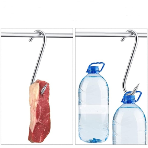 Set 30 carlige inox forma S pentru afumare carne, macelarie, rezistente, sustinere grea, 17 cm, argintiu [2]