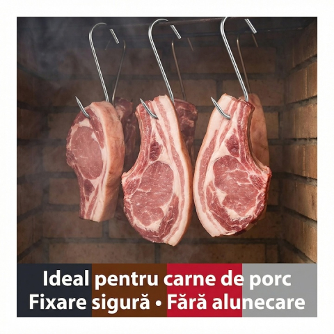 Set 30 carlige inox forma S pentru afumare carne, macelarie, rezistente, sustinere grea, 17 cm, argintiu [6]