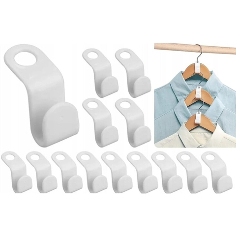 Set 30 carlige pentru umerase, multifunctionale, economisire spatiu, plastic, 3.5 x 2 cm, alb [7]