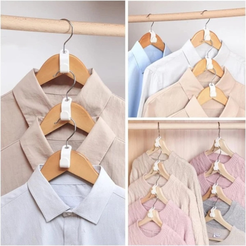 Set 30 carlige pentru umerase, multifunctionale, economisire spatiu, plastic, 3.5 x 2 cm, alb [3]