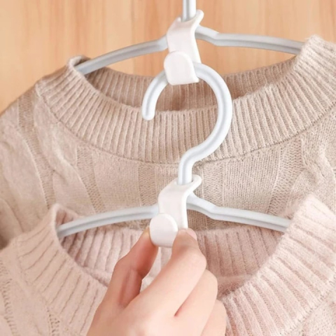 Set 30 carlige pentru umerase, multifunctionale, economisire spatiu, plastic, 3.5 x 2 cm, alb [2]