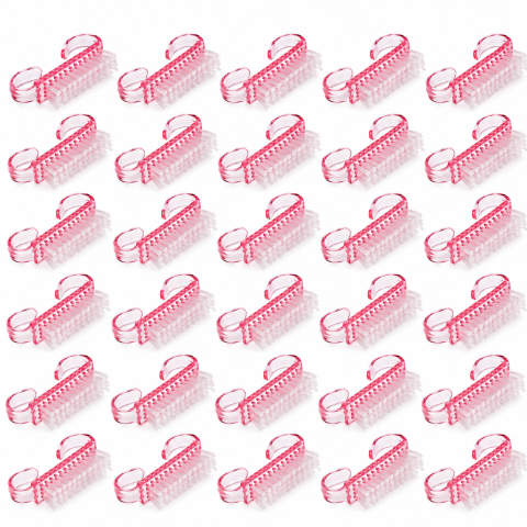Set 30 Perii pentru Curatarea Unghiilor, Peri Moi si Rezistenti, Design Ergonomic cu Prindere Dubla, 6.5 x 3.2 x 1.5 cm, Roz Transparent [2]