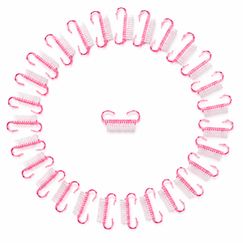 Set 30 Perii pentru Curatarea Unghiilor, Peri Moi si Rezistenti, Design Ergonomic cu Prindere Dubla, 6.5 x 3.2 x 1.5 cm, Roz Transparent [1]