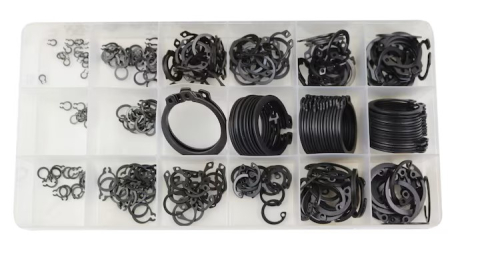 Diverse Unelte - Set 300 inele de siguranta Seeger, 18 dimensiuni, pentru interior si exterior, otel carbon, in cutie de organizare