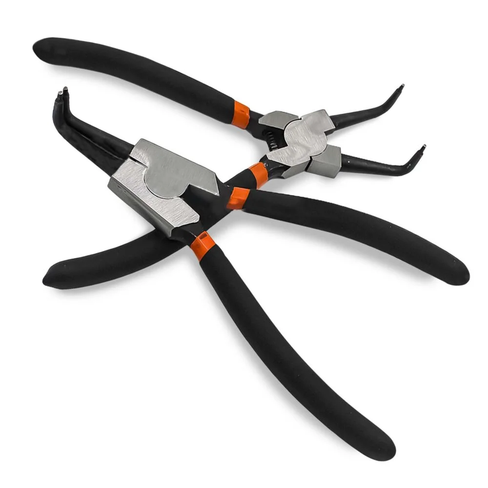 Set 300 inele Seeger negre 2-32 mm cu 4 clesti pentru sigurante interioare si exterioare, trusa organizatoare, pentru reparatii auto, mecanica si service [6]