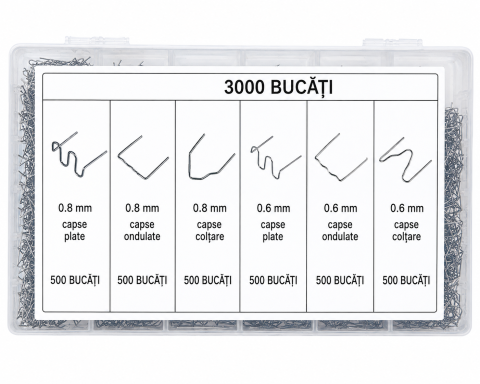 Set 3000 capse metalice pentru reparatii plastic auto, 0,6 si 0,8 mm, 6 modele [1]