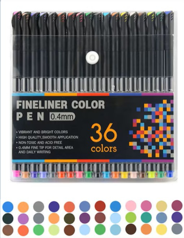 Set 36 pixuri fineliner multicolore, varf fin 0,4 mm din fibra, cerneala pe baza de apa [4]