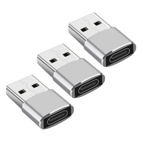 ELECTRONICE - Set 3x Adaptor mini USB tip C la USB, viteza rapida de transfer - Argintiu