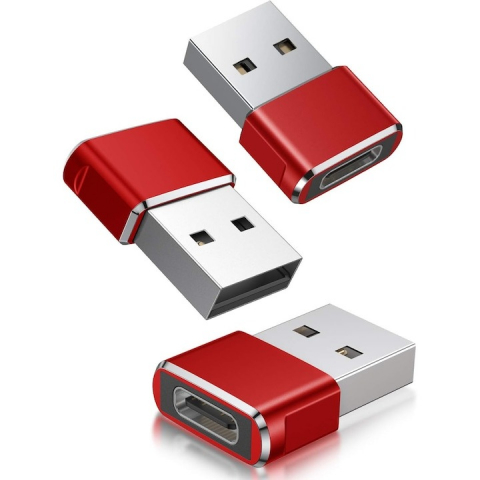 Accesorii PC / Tablete - Set 3x Adaptor mini USB tip C la USB, viteza rapida de transfer - Rosu