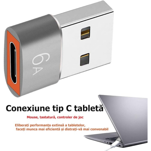 Set 3x Adaptor OTG, de la USB tata la Type-C mama, 60W - Gri [1]