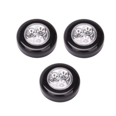Uz casnic - Set 3x Lampa universala autoadeziva cu 3 LED-uri, utilizare baterii de tip AAA - Negru