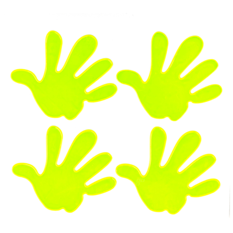 Diverse accesorii papetarie - Set 4 abtibilduri reflectorizante verde fluorescent, model mana, 17 x 15 cm