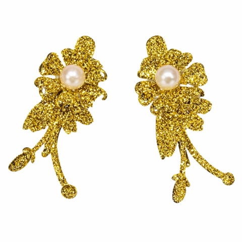 Set 4 agrafe de par roz si aurii 5 x 2 cm, model floral metalizat, 2 roz + 2 aurii, accesorii decorative pentru par [2]