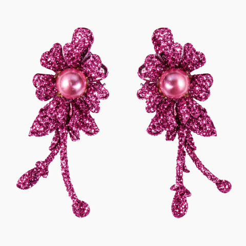 Set 4 agrafe de par roz si aurii 5 x 2 cm, model floral metalizat, 2 roz + 2 aurii, accesorii decorative pentru par [1]