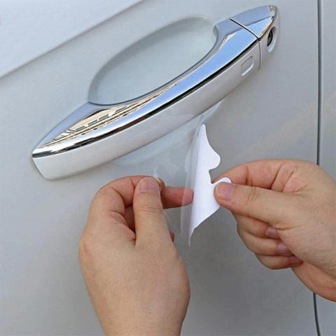 Set 4 autocolante de protectie pentru manerele usilor auto, 85 mm x 95 mm - Transparent [4]