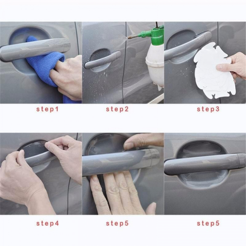 Set 4 autocolante de protectie pentru manerele usilor auto, 85 mm x 95 mm - Transparent [1]