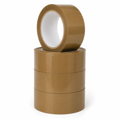 Diverse accesorii papetarie - Set 4 benzi adezive maro pentru ambalare, 48 mm x 90 m fiecare, lipire puternica pentru sigilarea cutiilor, coletelor si pachetelor