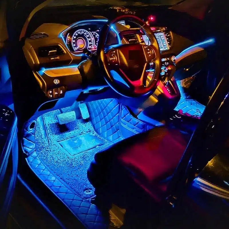Set 4 benzi LED RGB ambientale pentru interior auto, telecomanda IR, 8 culori, 12 LED-uri/banda, alimentare 12V la priza auto [8]