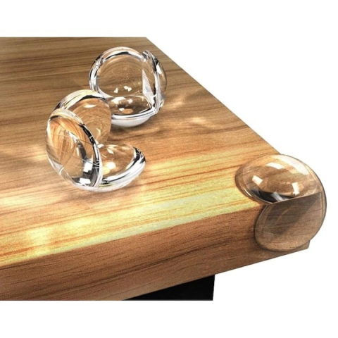 Set 4 bucati protectie colturi, universale, pentru siguranta copiilor, din silicon, rotunde, pentru mese, paturi, dulapuri, transparent [1]