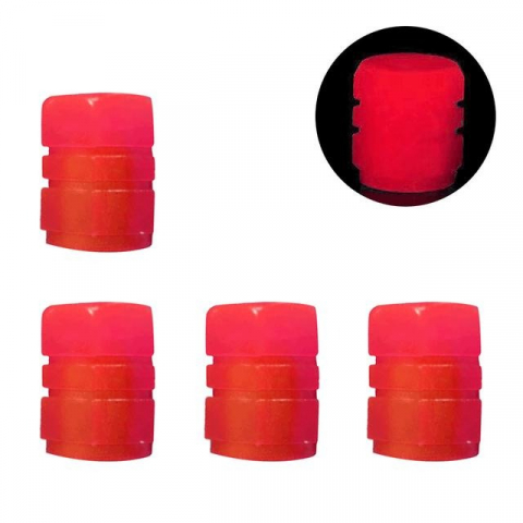 Set 4 capace pentru supapa cauciucuri, fosforescente, universale, ABS, rosu [4]