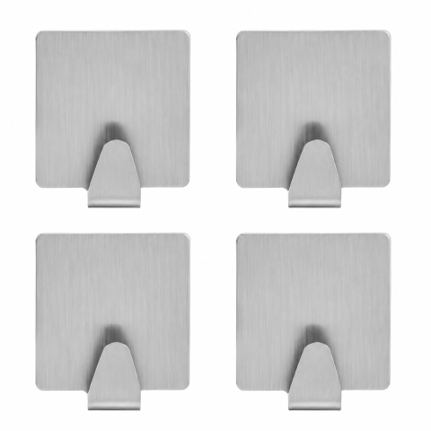 Set 4 carlige metalice argintii 4,8 x 4,8 x 2,5 cm autoadezive [4]
