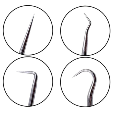 Set 4 carlige universale pentru etansari si inele, pentru tragere si manipulare elemente de cauciuc, otel si PP, varfuri magnetizate, 16 cm, negru/rosu [3]