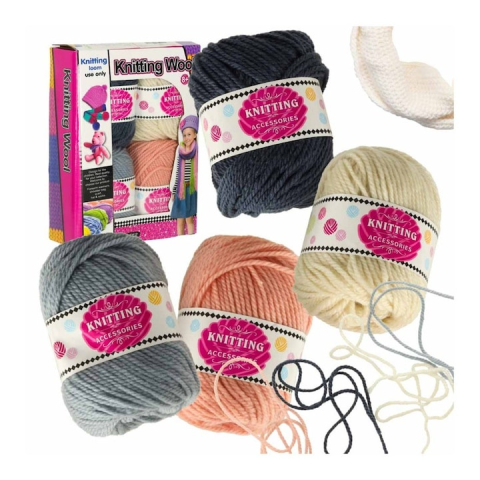 CASA & GRADINA - Set 4 ghemuri fire pentru crosetat si tricotat, 70% poliester si 30% acril, culori combinate crem–gri–negru–somon, 50 g/ghem, 60 m lungime, perfecte pentru proiecte DIY