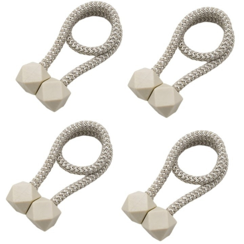Magneti draperii - Set 4 inele magnetice de prindere pentru draperii si perdea,design de tip cub - Bej