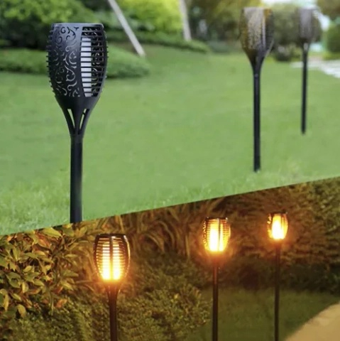Set 4 lampi solare, LED, rezistente la apa, iluminare pentru gradina, terasa, plastic, lumina calda, 7 x 51 cm, negru [13]