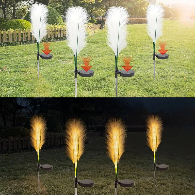Set 4 lampi solare verzi 85 x 12 cm pentru gradina, lumina calda, efect fibra optica, LED [5]