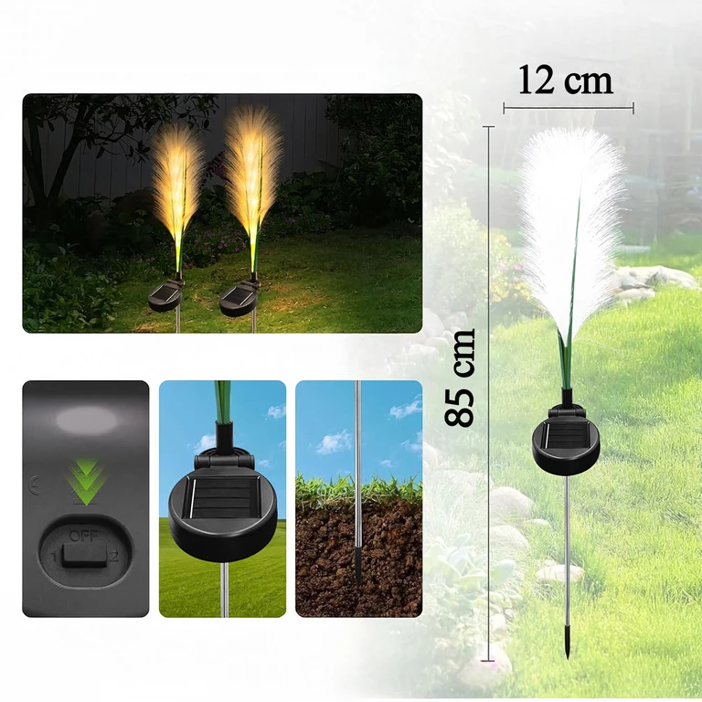 Set 4 lampi solare verzi 85 x 12 cm pentru gradina, lumina calda, efect fibra optica, LED [6]