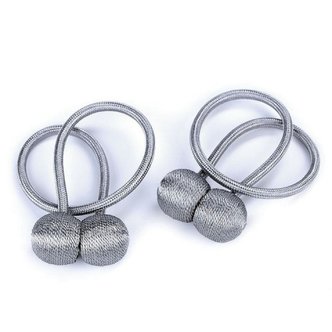 Set 4 magneti decorativi pentru perdele si draperii, tip snur, poliester, 44 cm - Gri [1]